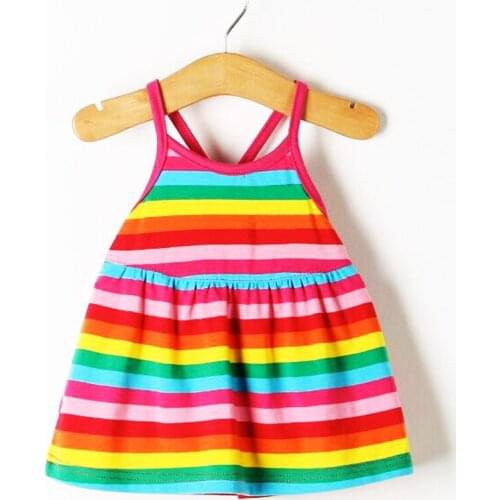 Hot Sale Summer New Girl Dress Sleeveless Harness Dress Baby Girls Clothes Rainbow Striped Dresses Vestido Infantil Kids Clothes