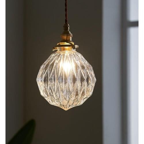New Japanese style retro brass INS chandelier Northern Europe contracted small fresh glass restaurant bar corridor bedside lamp