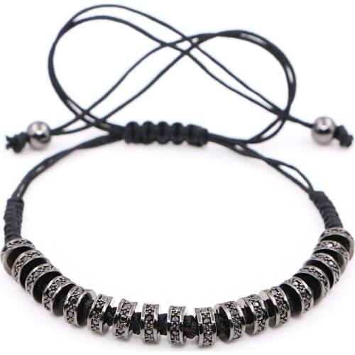 Mestylish Black Zircon Stoppers Macrame Bracelet Briading Macrame Bracelet For Men Jewelry