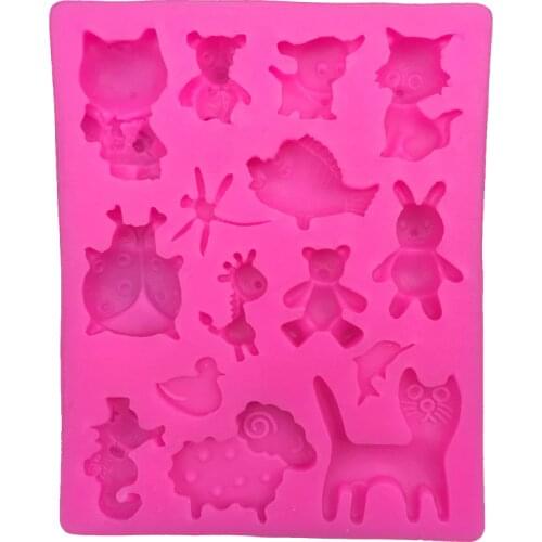 Cartoon bear cat animal Shape fondant cake silicone moulds chocolate jelly pastry candy Clay decoration kitchen Baking tool 0192
