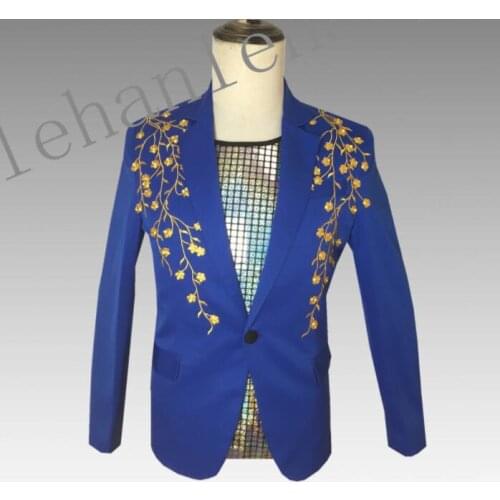 Embroidery clothes men suits designs masculino homme terno stage costumes for singers jacket men blazer dance star style dress