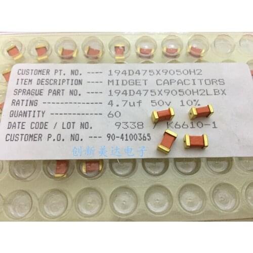 Original New 100% gold foot tantalum capacitor 50V4.7UF 475 10% 194D475X9050H2 (Inductor)