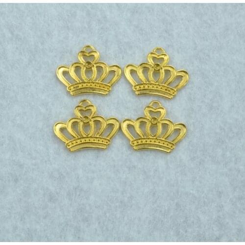 20pcs Gold color crown Charms Necklace Pendant Bracelet Jewelry Making Handmade Crafts diy Supplies 23*18mm 1509