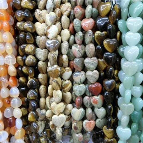 20X20X8mm Natural Stone Unakite Aquamarines Heart Shape Loose Beads Charms Pendants for Jewelry Making DIY Bracelet Earring Free