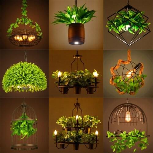 Countryside style plant pot pendant light Square round shape wrought iron droplight restaurant cafe bar garden deco hanging lamp