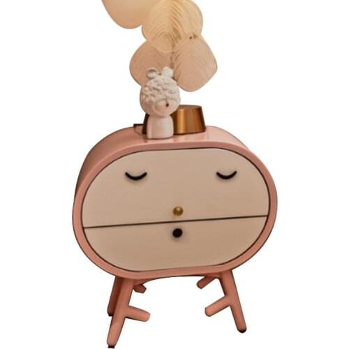 Creative girls room bedside cabinet cartoon cute fashion childrens bedside cabinet pink bedroom solid wood decorative cabinet