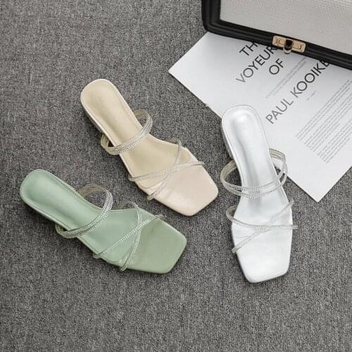 Clear Slides Rhinestone Slides Woman Slippers Summer Sandals Women Fashion Sandals Slides Female+shoes Bayan Ayakkabi נעלי נשים