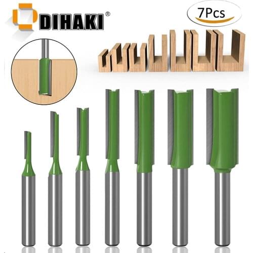 7pcs/Pack 6mm/6.35mm Shank Single Double Flute Straight Bit Milling Cutter For Wood Tungsten Carbide Router Bit Woodwork Tool