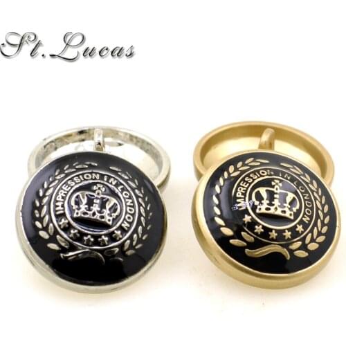 New arrived 10pcs/lot 15mm 20mm crown metal buttons gold silver round button clothing pants sewing accessories DIY scrapbook