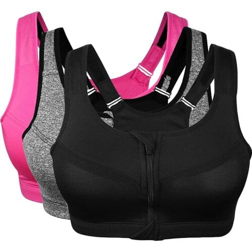 Front Zipper Plus Size Sports Bras Women, Shockproof Push Up Fitness Top Bra, Gym Workout Running Yoga Bra XXL 3XL 4XL 5XL