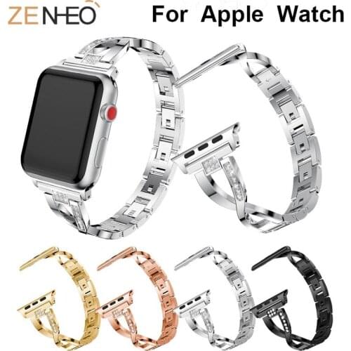 For Apple Watch band 40mm 44mm 38mm 42mm women Diamond Band for iWatch series 4 3 2 1 bracelet stainless steel strap Wristband