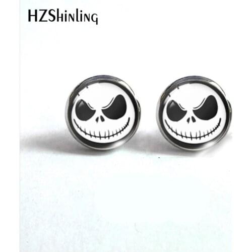 The Nightmare before Christmas Jack and sally Glass Dome Cabochon Earrings Handmade Crafts Jewelry