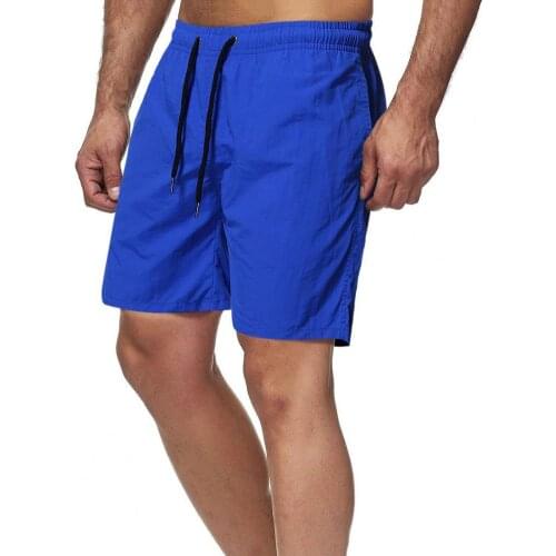 Men Casual Shorts Knee Length Summer Male Shorts Solid Color Quick Drying Wide Leg Drawstring Men Fitness Shorts Streetwear