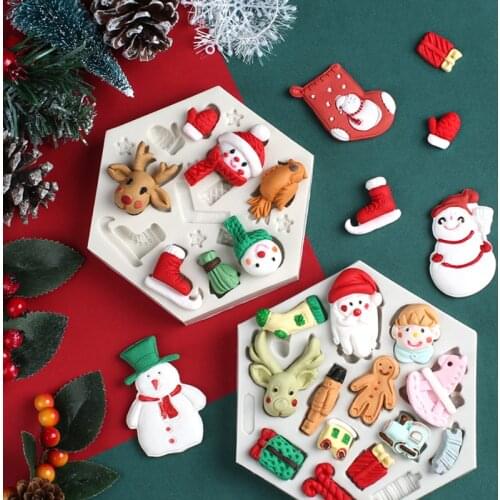 Christmas Series Santa Claus Elk Mould Silicone Mold Fondant Cake Decorating Tool Gumpaste Sugarcraft Chocolate Forms Bakeware
