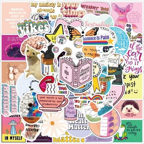 10/50PCS INS Style depression expression Stickers DIY Bike Travel Luggage Laptop Graffiti Waterproof Sticker Kid Toy Decal