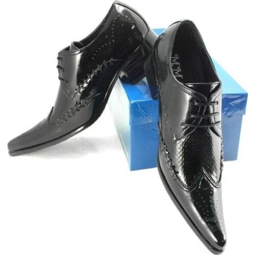 Genuine Leather Oxford Shoes Men Brogues Shoes Lace-Up White Bullock Business Wedding Dress Shoes Male Formal Shoes