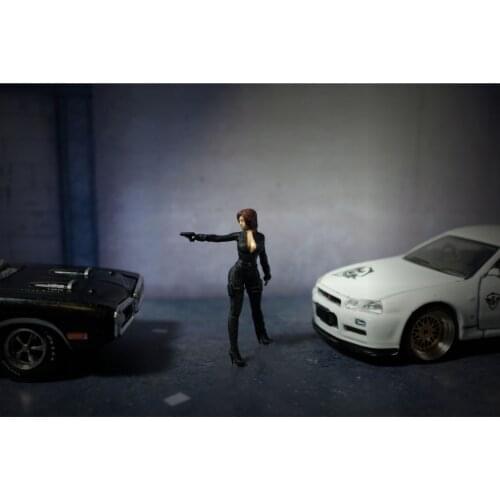 1:64 Movie Hero Black Widow Car Doll Ornaments DIY Stereoscopic Dollhouse Decoration Diorama Model Miniature Toys