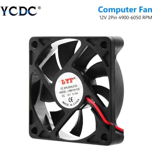 12V 60mm 6010 DC Fan 60x60x10mm 6cm Cooling Cooler Fan Computer PC CPU Case Cooling Ball Bearing Fan CPU Heat Sink Cooler