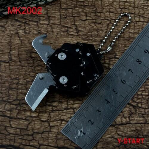 Y-START MK2002 Multifunctional EDC Tool Utility Knife with Three Drivers Stonewashed Blade Steel Handle Keychain Neck Knives