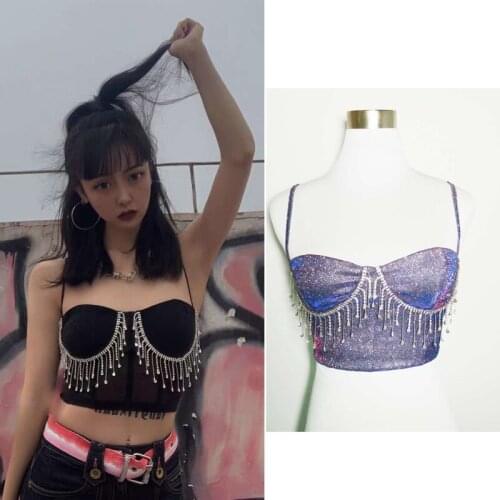 Female Sexy Fringe Bar Nightclub DJ DS Stage Performance Vest Gogo Dancer Team Clothes Pole/Jazz Dancing Tassel Tops DWY5290