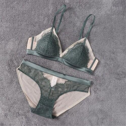 Sexy ladies bra set French style no steel ring girl underwear thin cup stereotyped triangle cup underwear comfortable breathable