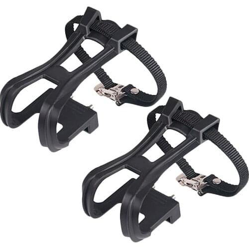 1 Pair Nylon Cycling MTB Road Mountain Bike Pedal Toe Clip Strap Belts(Black)