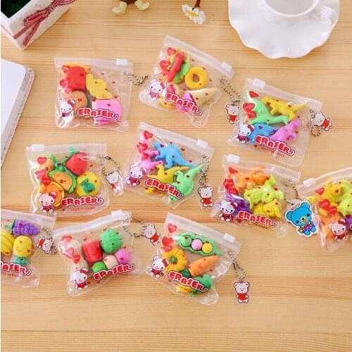1pack/lot Food/Vegetable/Cake/ Tool/Biscuits style Eraser Set Office or Study Rubber Eraser Special children Gifts