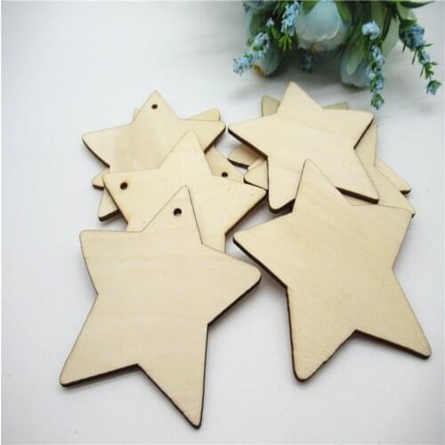 10PCS 8cm Natural Wood hollowed out Pentagram star bookmark Pattern Art Collection Craft Handmade for Home decoration DIY DQ65