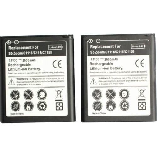 2pcs/lot 2600mAh EB-BC115BBC Replacement Battery For Samsung Galaxy K Galaxy Zoom S5 Zoom C1116 C115 C1158 Bateria Batterij