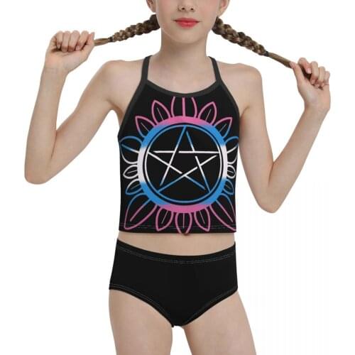 2021 proud Swimwear for junior high school Girls Print Transgender Supernatural Tattoo Bikini Wholesale Brand for Children Girl