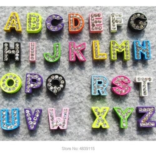 260pcs/lot 8mm Mixed Colors Slide Letters Inlaid with Rhinestones Suitable for Pet Collars with Slide Bars