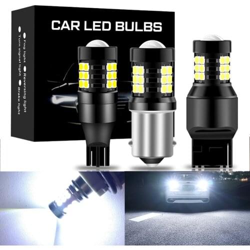 2X P21W led 1156 T20 W21/5W 7443 P21/5W 1500LM W21W Car Bulb 7440 BA15S BAY15D PY21W Auto DRL Light White 1157 LED Brake Light