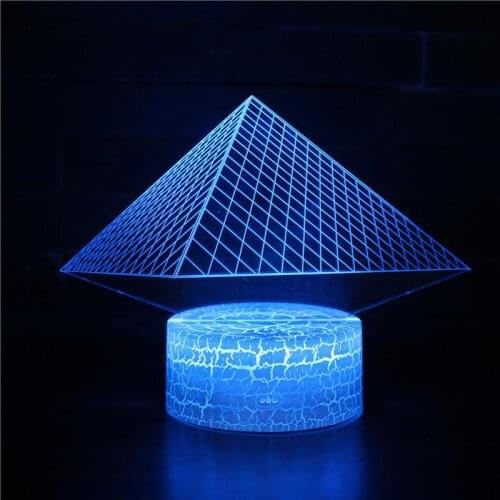 Pyramid Remote Control 3d Table Lamps For Living Room Creative Usb Plug In Colorful Night Light 3d Led Touch Working Desk Lamp