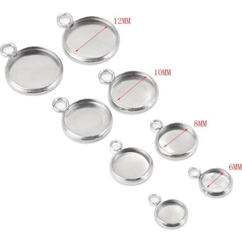 50pcs/lot stainless steel blank Cabochon Base Setting Charms Pendant fit DIY For jewelry making supplies