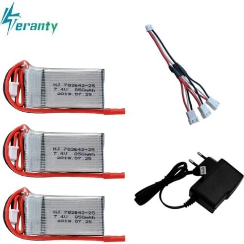 7.4V 850mAh 20C Lipo Battery and charger for RC Remote Control Quadcopter Helicopter Spare Parts for 7.4v drone battery