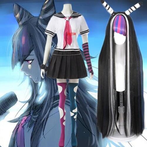 Anime Danganronpa Cosplay Ibuki Mioda Costume Wig School Girls Uniform Skirt Set Dangan Ronpa Halloween Costumes Women