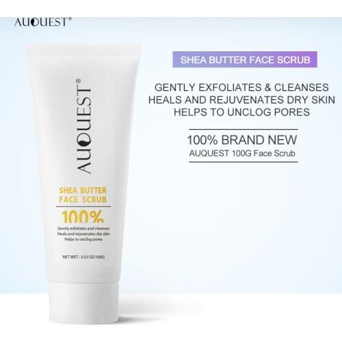 AUQUEST 100G Shea Butter Face Scrub Exfoliating Facial Cleanser Whitening Moisturizer Dry Skin Peeling Gel Cream For Face Care