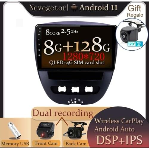Android 11 Car Multimedia Video Player For Peugeot 107 Toyota Aygo Citroen C1 2005-2014 Radio Stereo GPS Navigation 4G WIFI BT