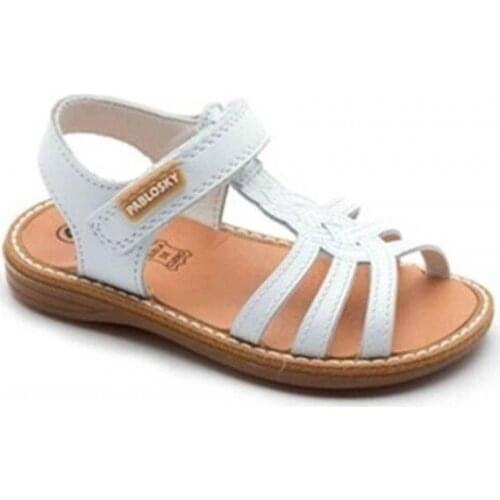 White fur sandals with velcros, Pablosky