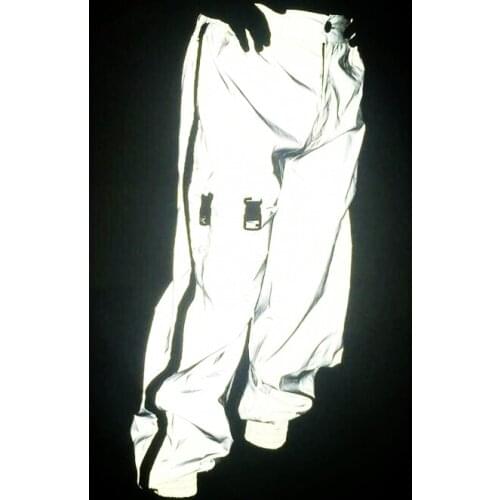 Autumn winter men side zipper mesh breathable reflective pants women harajuku hip hop camouflage shiny cargo pants joggers