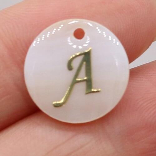 5 PCS Natural Shell Round Letters With Holes 15x15mm Beads for DIY Jewelry Making Necklace Bracelet Gift Accessories Gift