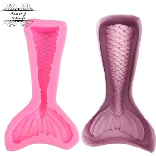 3D Mermaid tail shape silica gel mold fish tail fudge cake decoration baking tool baking mold fish tail