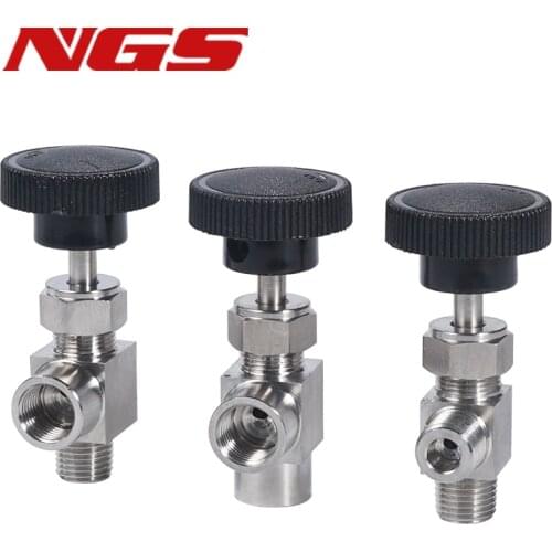 1/8" 1/4" 3/8" 1/2" BSP Male/Female Needle Valve OD6 8 10mm tube stainless steel 304 90 Degree Right Angle Flow Control