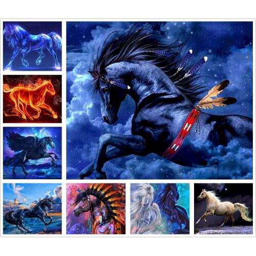 Steed Horse Equestrian 5D Diy Full Square and Round Diamond Painting Embroidery Cross Stitch Kit Wall Art Stud-Farm Home Decor