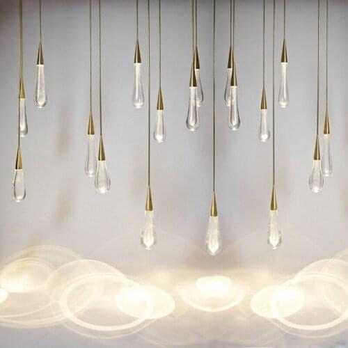 Gold Water drop Crystal Creative Pendant Light European-style Luxury LED Lamps Moderm Glass Indoor Lighting Restaurant