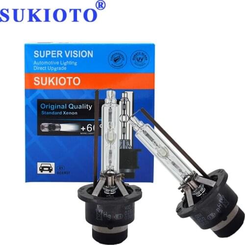 SUKIOTO 2PCS D2S HID Xenon Lamp Light UV Free Glass OEM Auto Headlight Bulb D2S D4S 5500K Fast Bright Replacement Car Retrofit