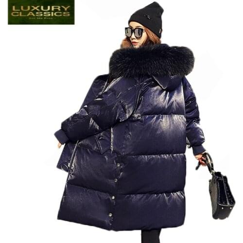 Hot Sale Casual 2021 Parkas Winter Coat for Women Duck Down Jacket Warm Thick Long Raccoon Fur Collar Overcoat LX1264