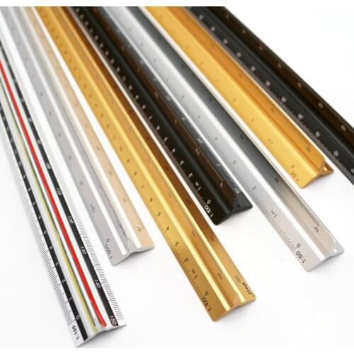 1pcs Aluminum Triangular Ruler 300mm Scale Aluminum for Architects Engineers School Home and Office