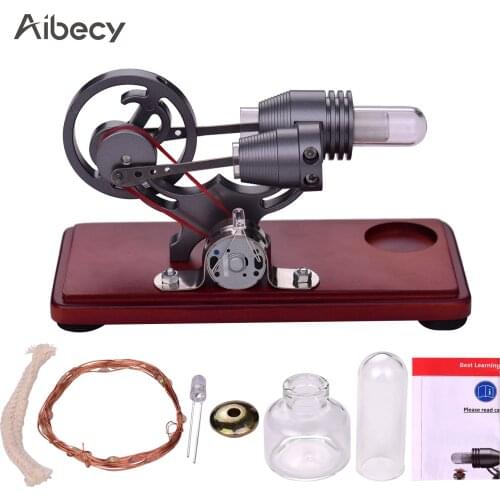 Aibecy Retro Style Hot Air Stirling Engine Motor Model Dollar Flywheel Design Educational Toy with Colorful LED Light String