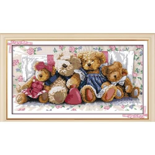 Bear family cross-stitch kit animal Handmade DIY cross stitch sets stitching embroidery craft needlework wall home decoration